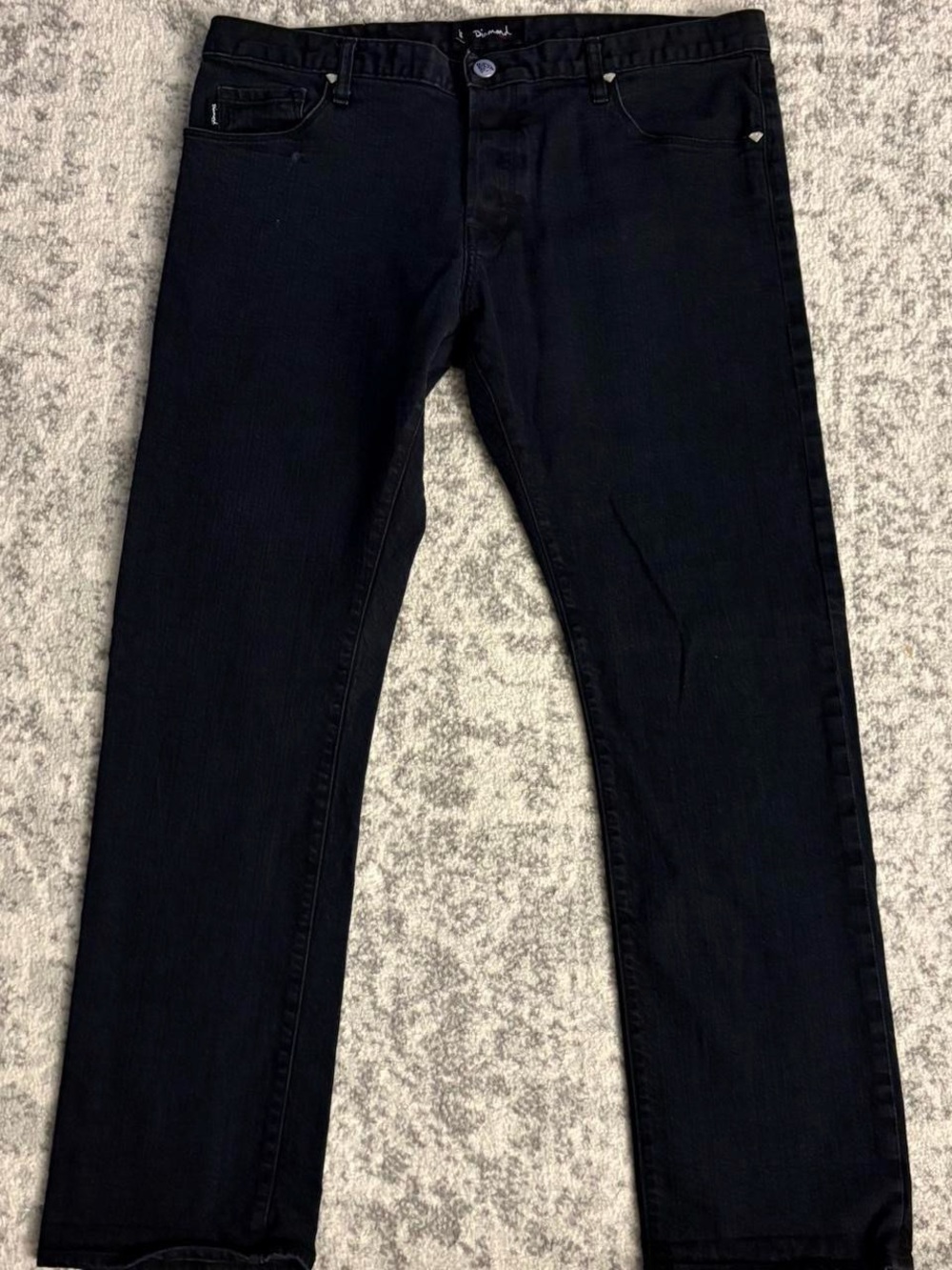 Mens Diamond Japanese Fabrics Black Jeans Size 38